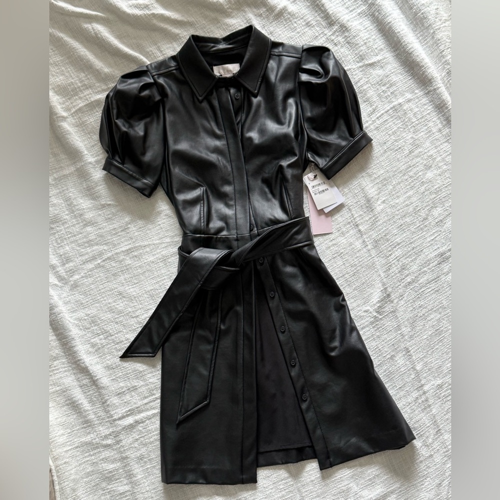 Rachel Parcell Black Faux Leather Dress